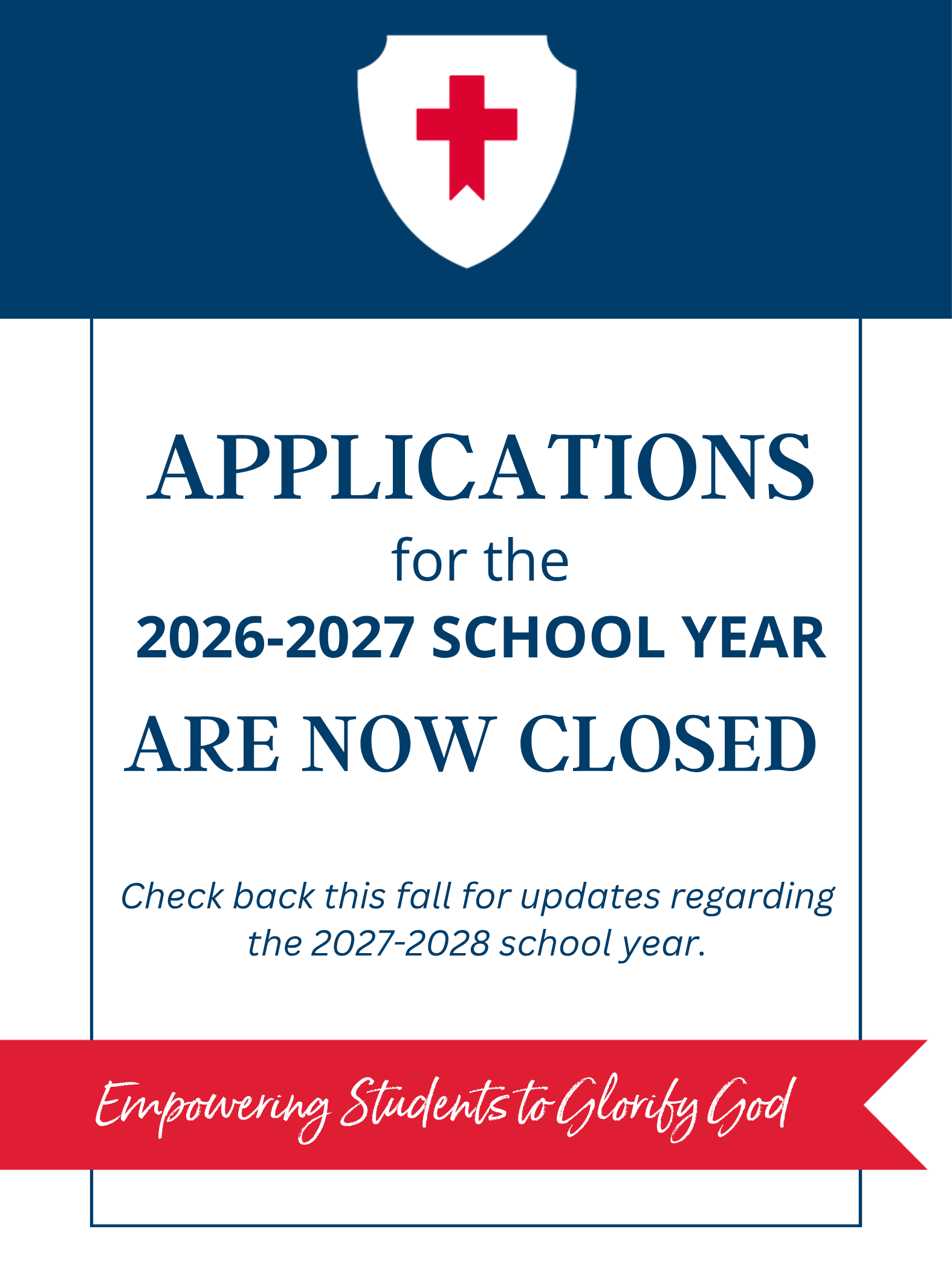 Applications Closed for 2026-2027